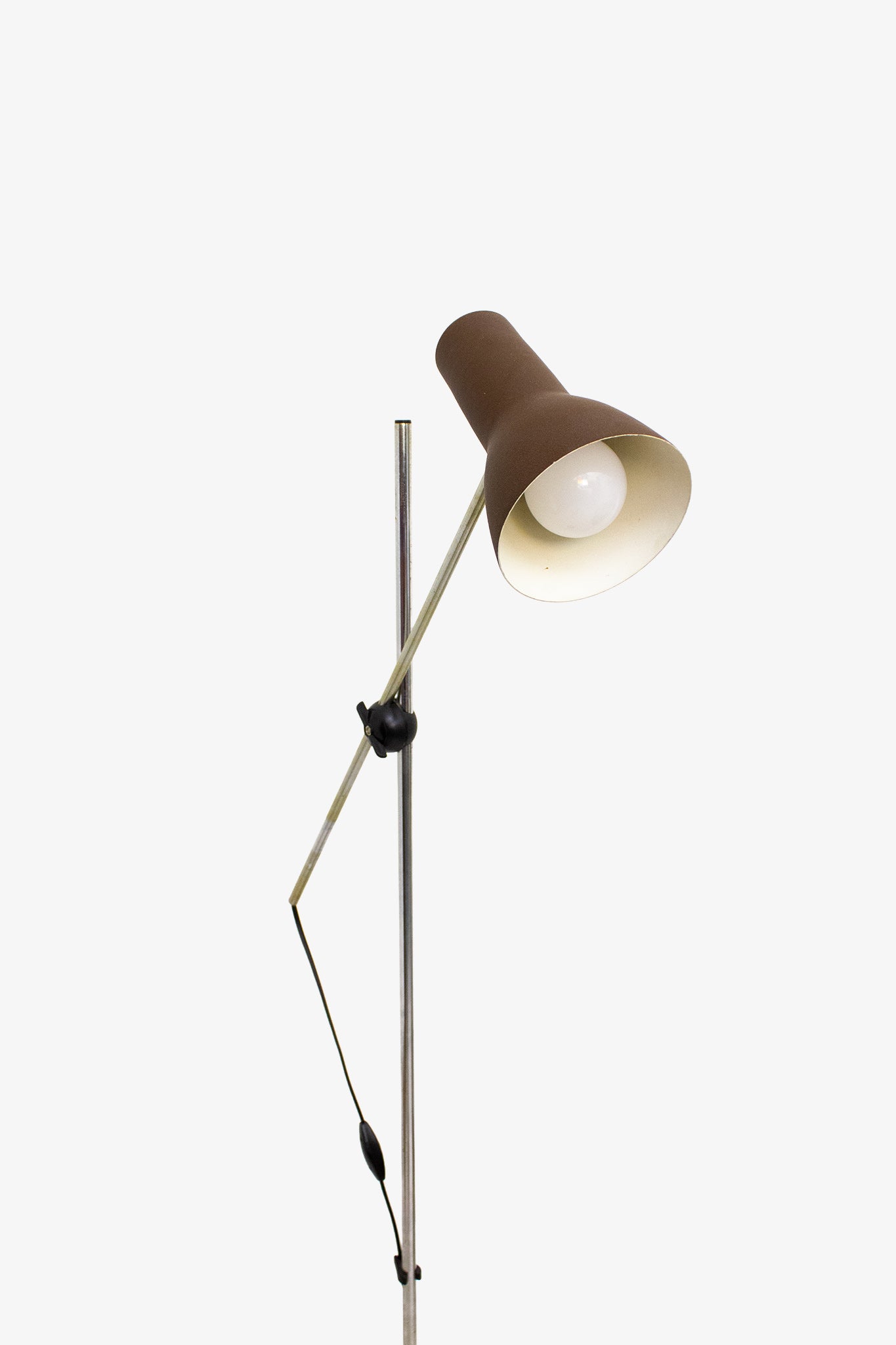 Metalen jaren 70 vloerlamp met bruine spot