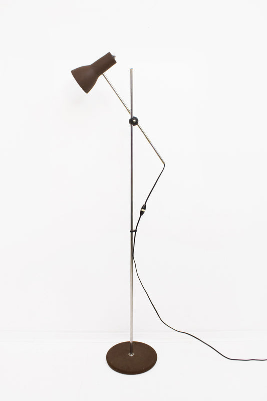 Metalen jaren 70 vloerlamp met bruine spot