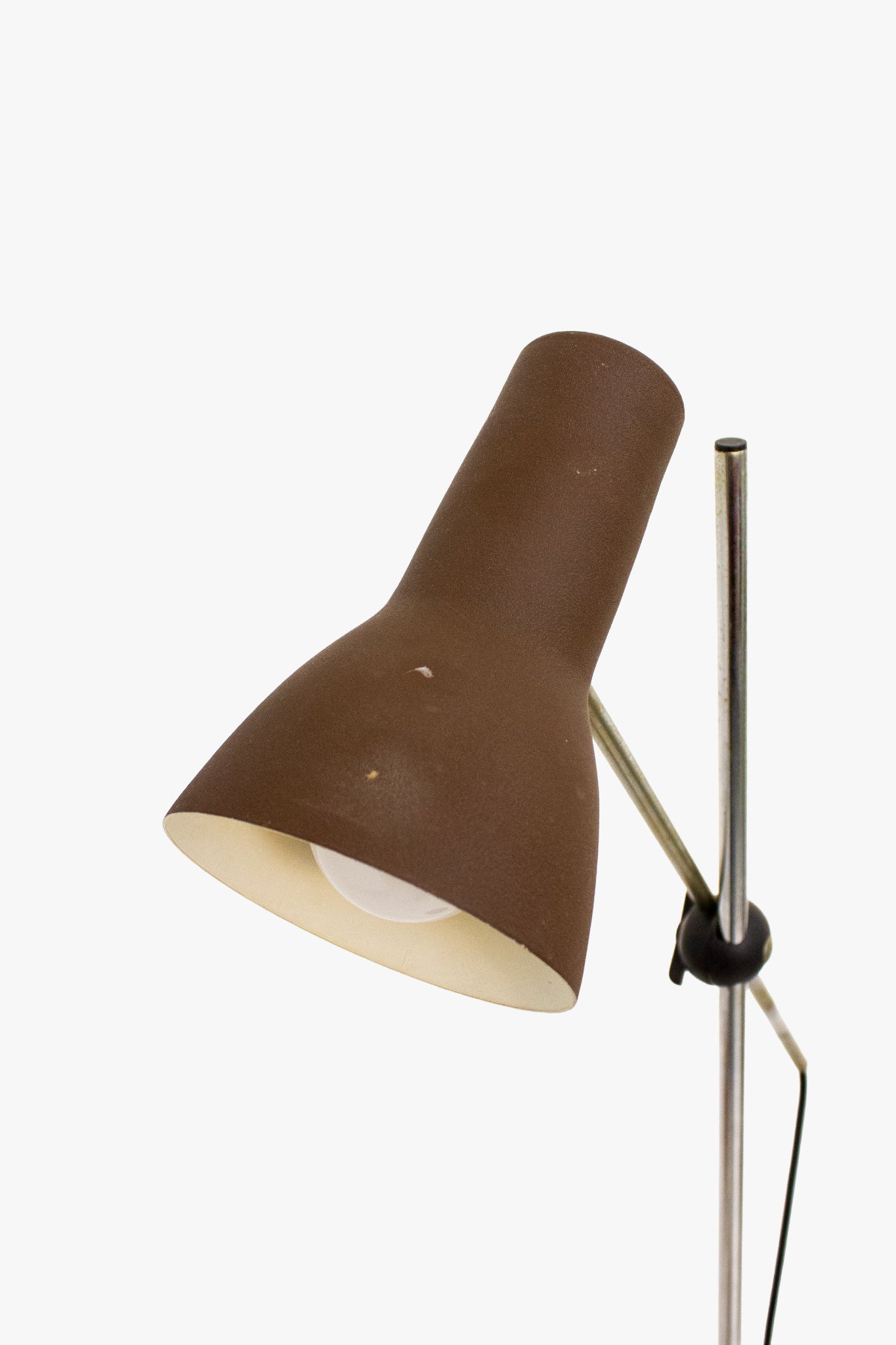 Metalen jaren 70 vloerlamp met bruine spot