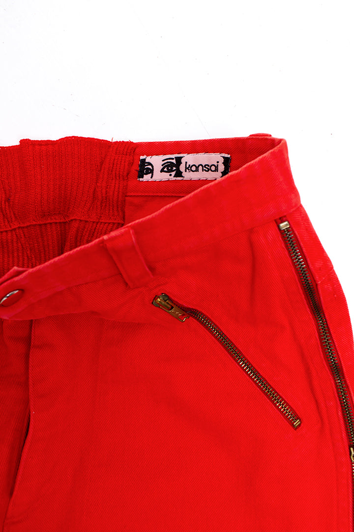 Kansai Yamamoto vintage rode denim broek cargo