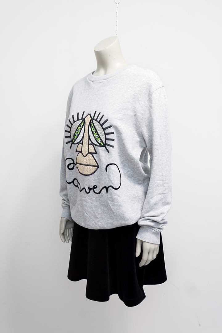 Carven sweater grijs met gezicht - unisex
