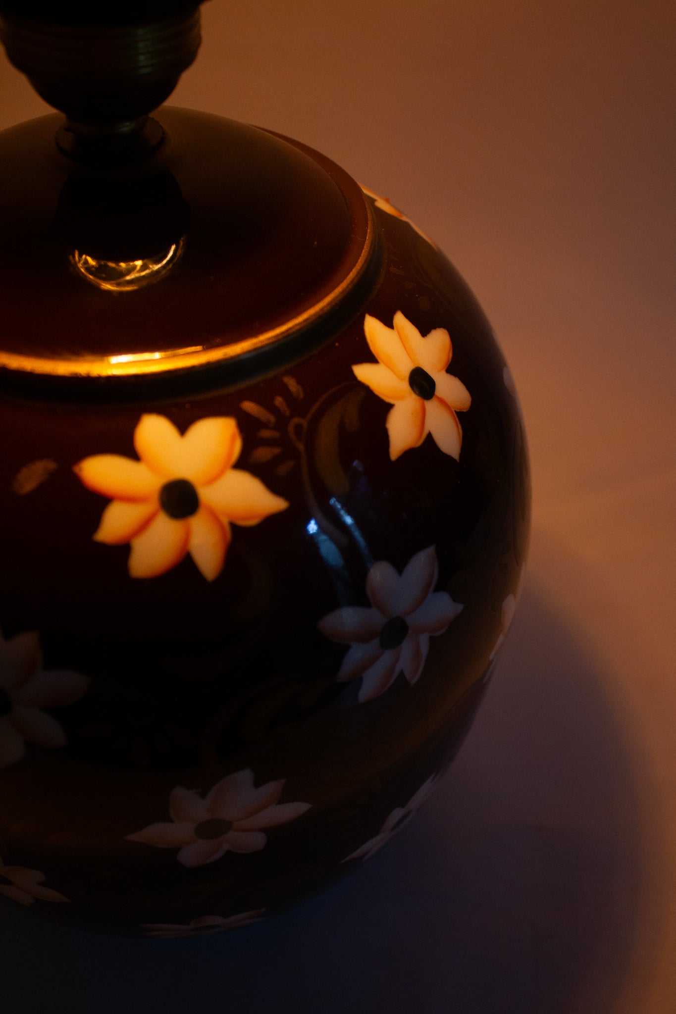 Chinese vintage bruine 7 petal lotus lamp