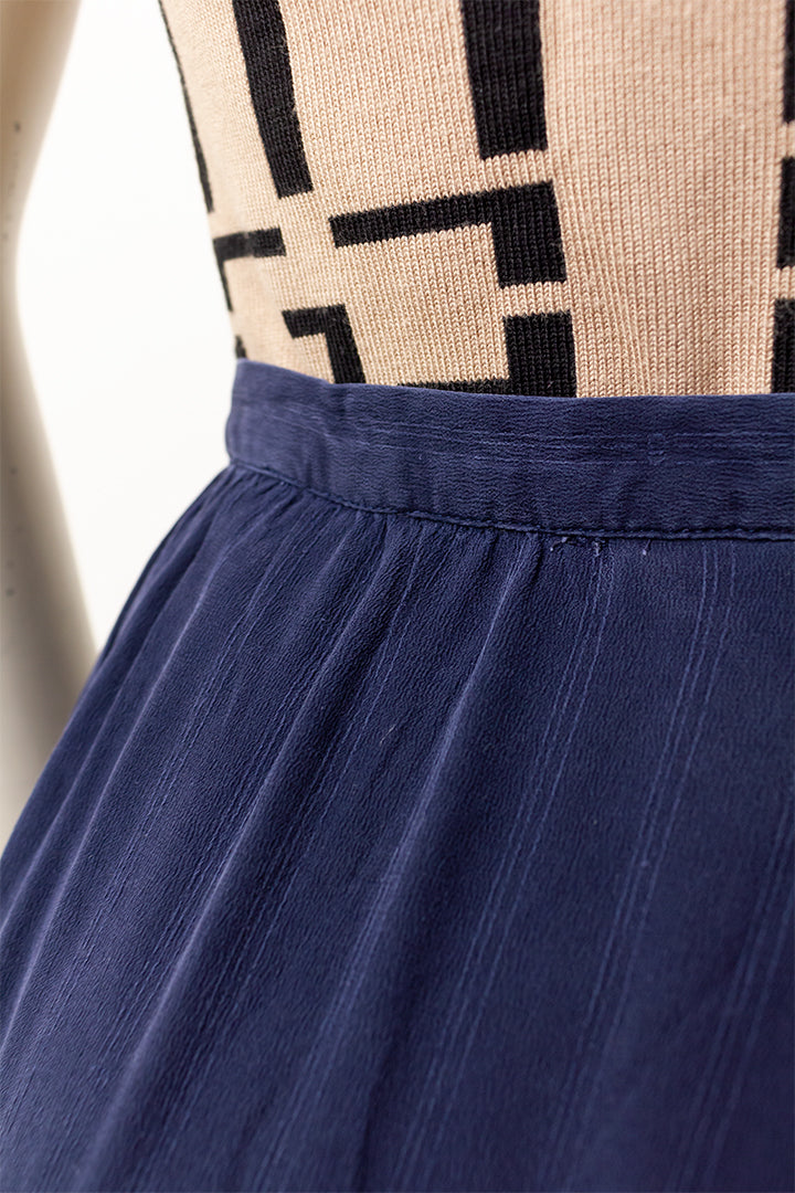 Christian Dior vintage geplooide rok van donkerblauw zijde