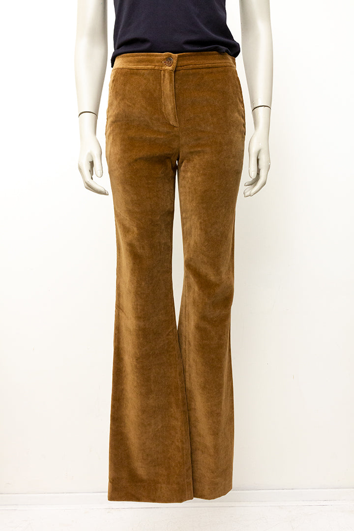 Christian Lacroix bruine velvet broek met borduursels op de achterzijde