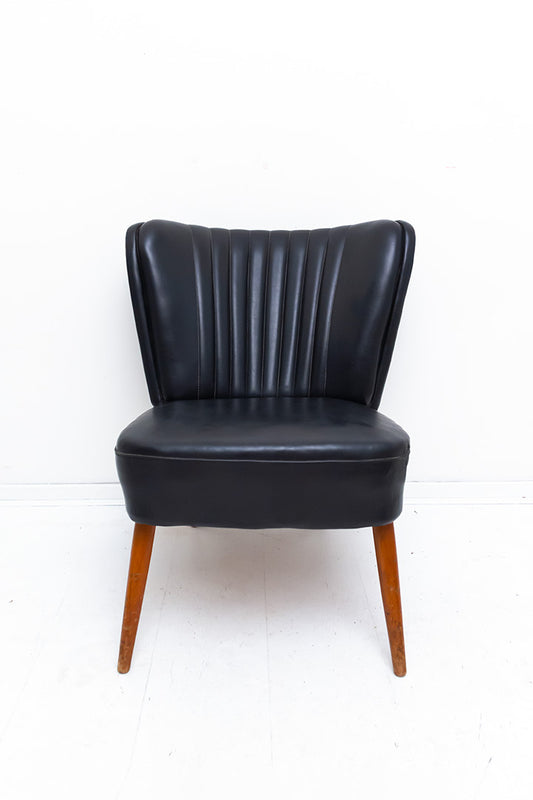 Vintage cocktailstoel zwart skai leer