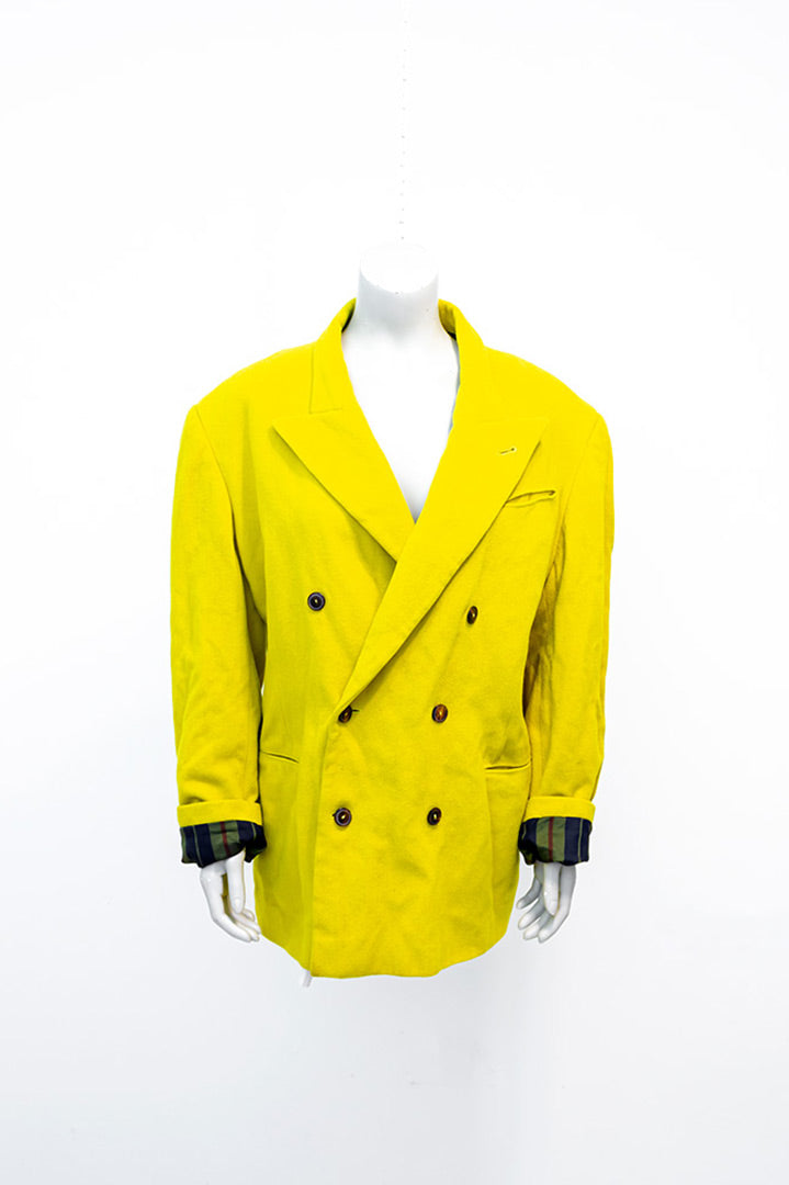 Colbert Jean Paul Gaultier Homme neon geel wol met dubbele rij knopen vintage
