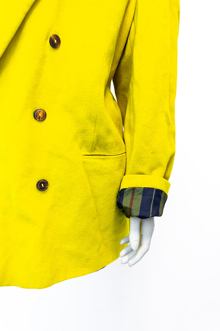 Colbert Jean Paul Gaultier Homme neon geel wol met dubbele rij knopen vintage