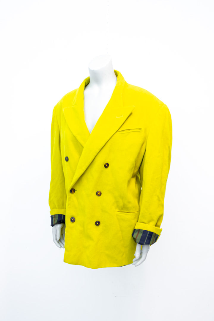 Colbert Jean Paul Gaultier Homme neon geel wol met dubbele rij knopen vintage
