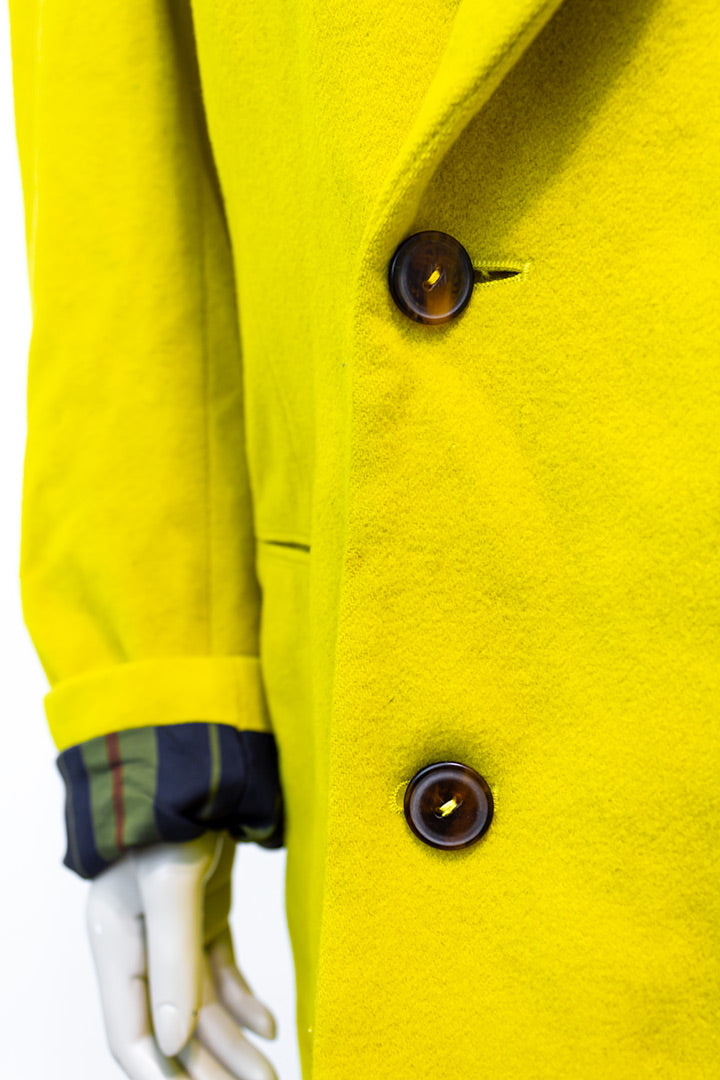 Colbert Jean Paul Gaultier Homme neon geel wol met dubbele rij knopen vintage