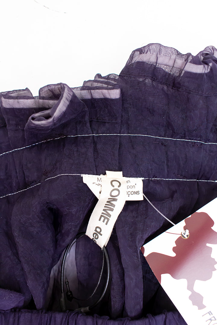 Comme des Garçons 2007 wijdvallende donkerblauwe asymmetrische broekrok