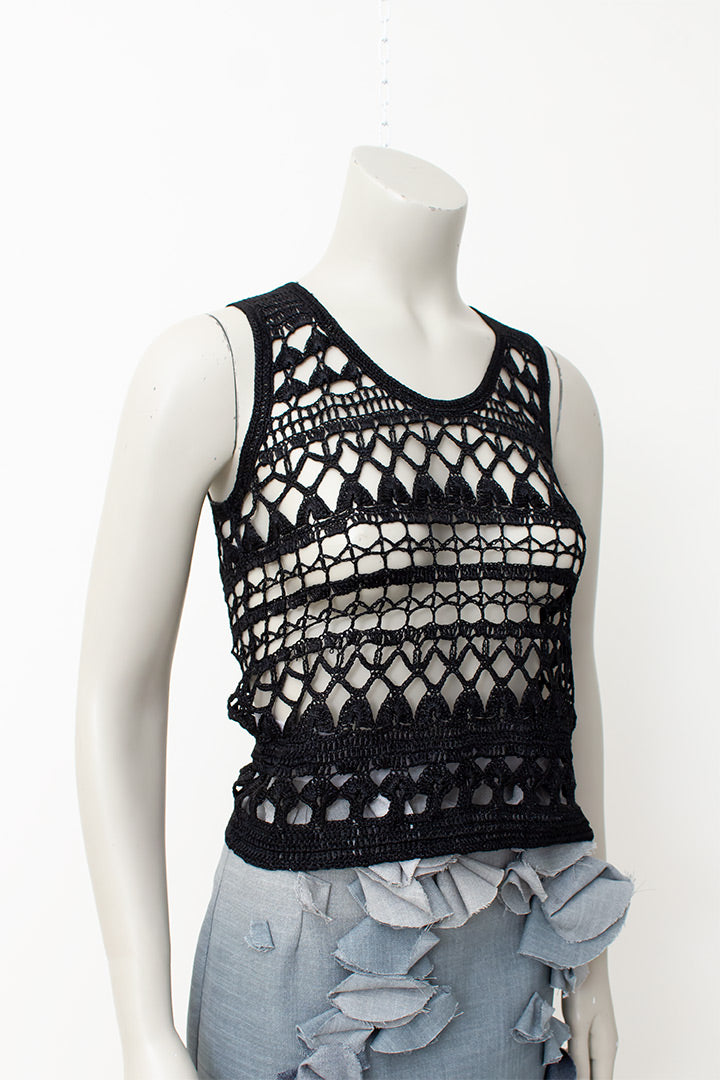 Comme des Garçons zwarte gehaakte top tricot