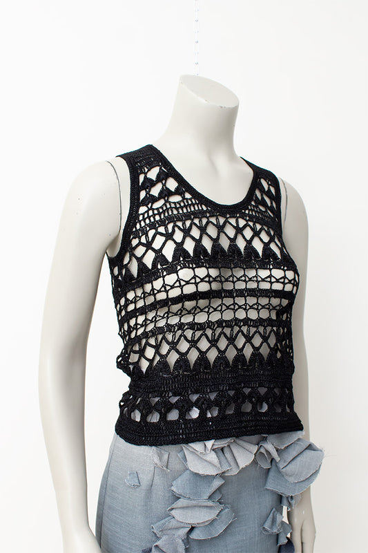 Comme des Garçons zwarte gehaakte top tricot