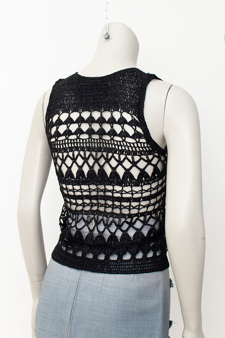Comme des Garçons zwarte gehaakte top tricot