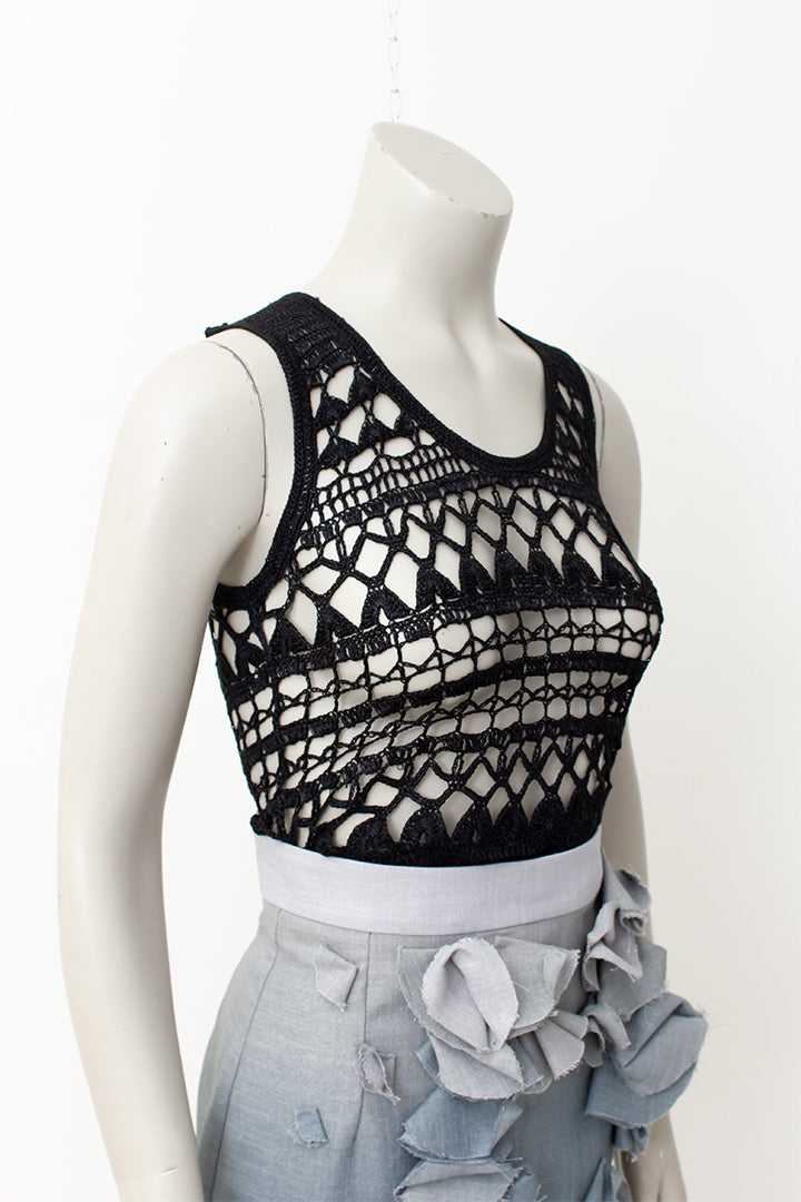 Comme des Garçons zwarte gehaakte top tricot