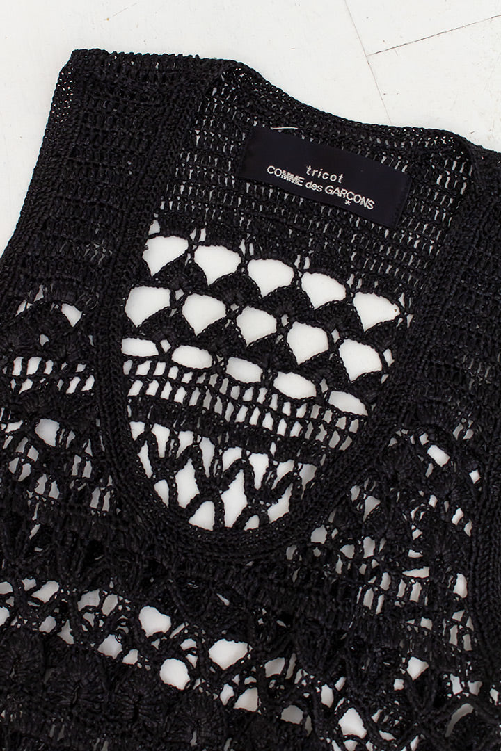 Comme des Garçons zwarte gehaakte top tricot