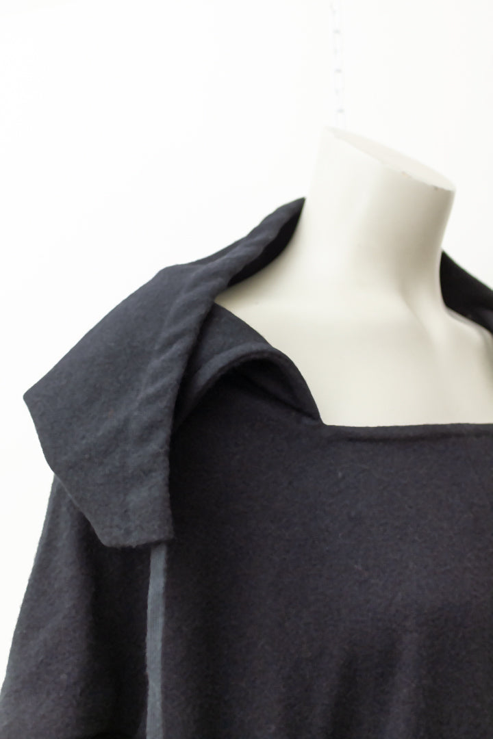 Comme des Garcons AD1996 zwarte wollen hooded cape