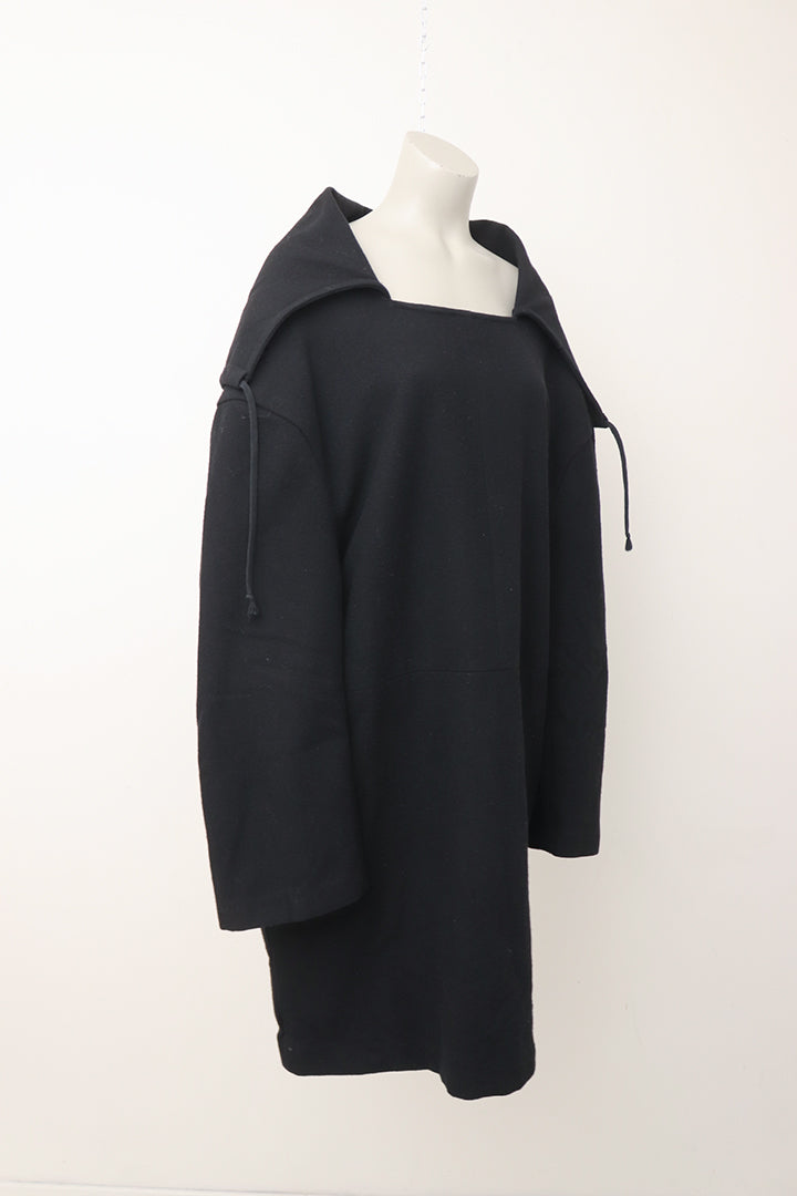 Comme des Garcons AD1996 zwarte wollen hooded cape