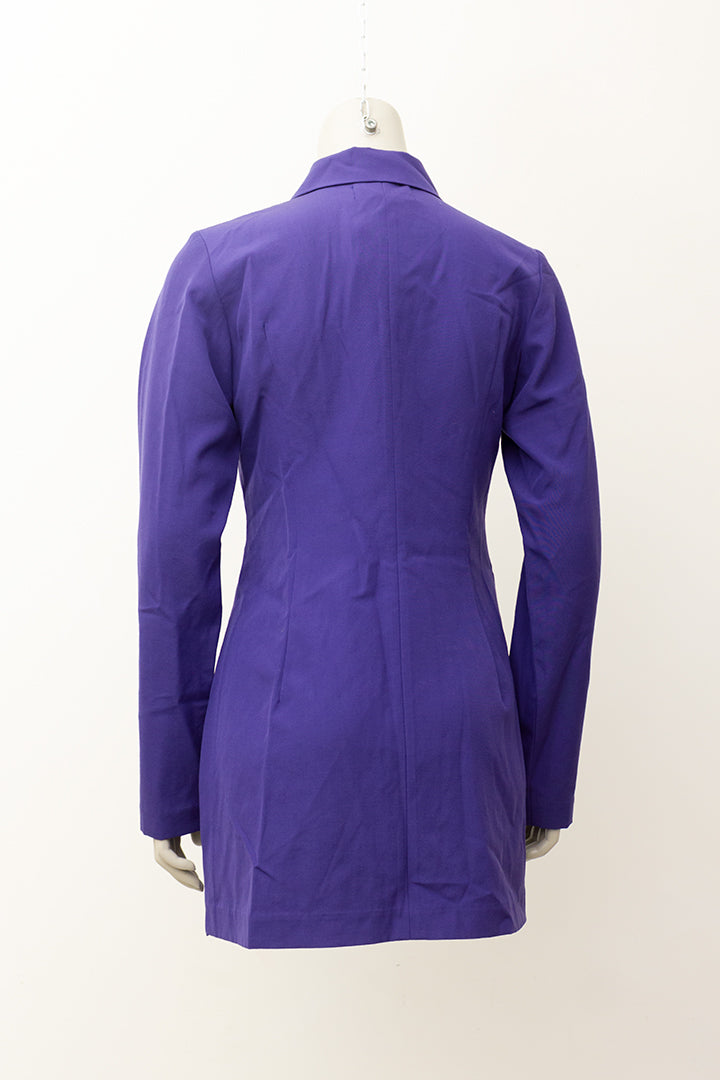 Comme des Garçons Tricot blauw paars wollen jasje/tuniek met parelmoer knopen