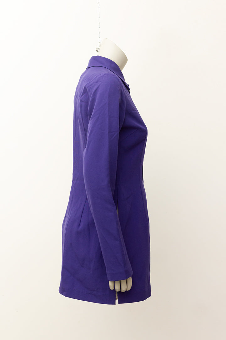 Comme des Garçons Tricot blauw paars wollen jasje/tuniek met parelmoer knopen