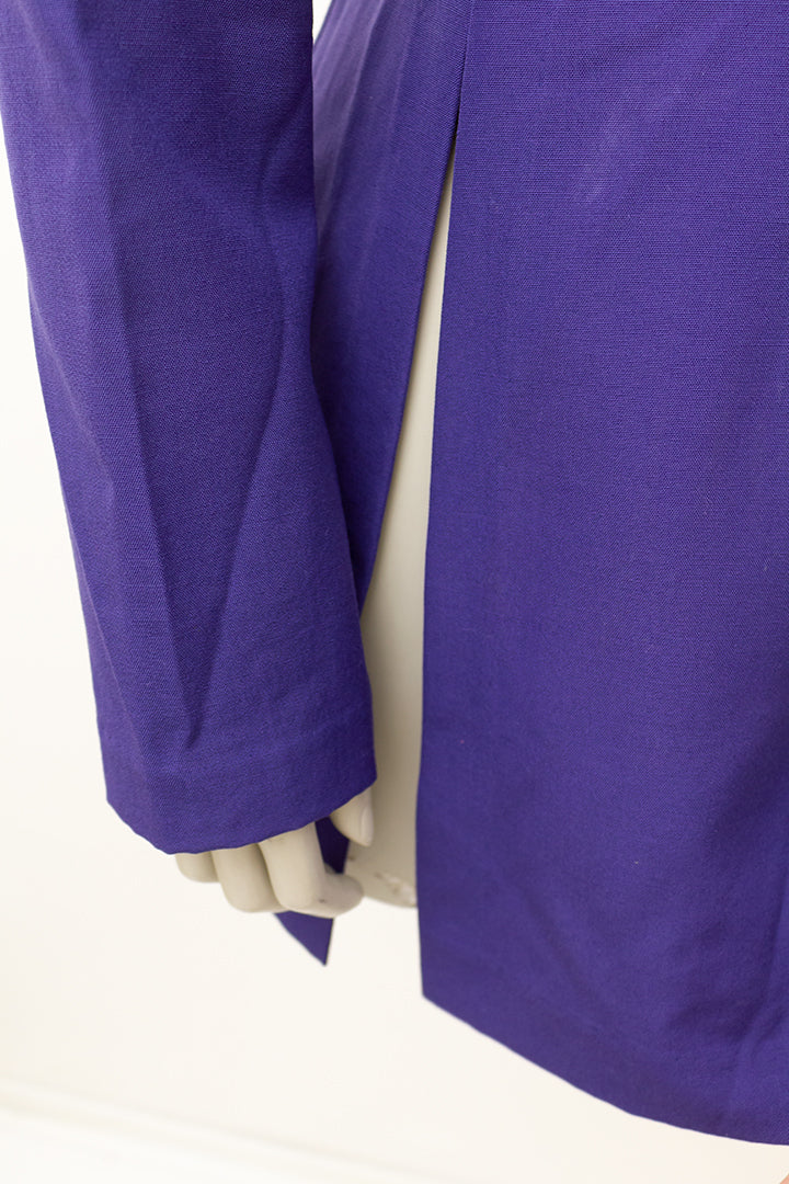 Comme des Garçons Tricot blauw paars wollen jasje/tuniek met parelmoer knopen