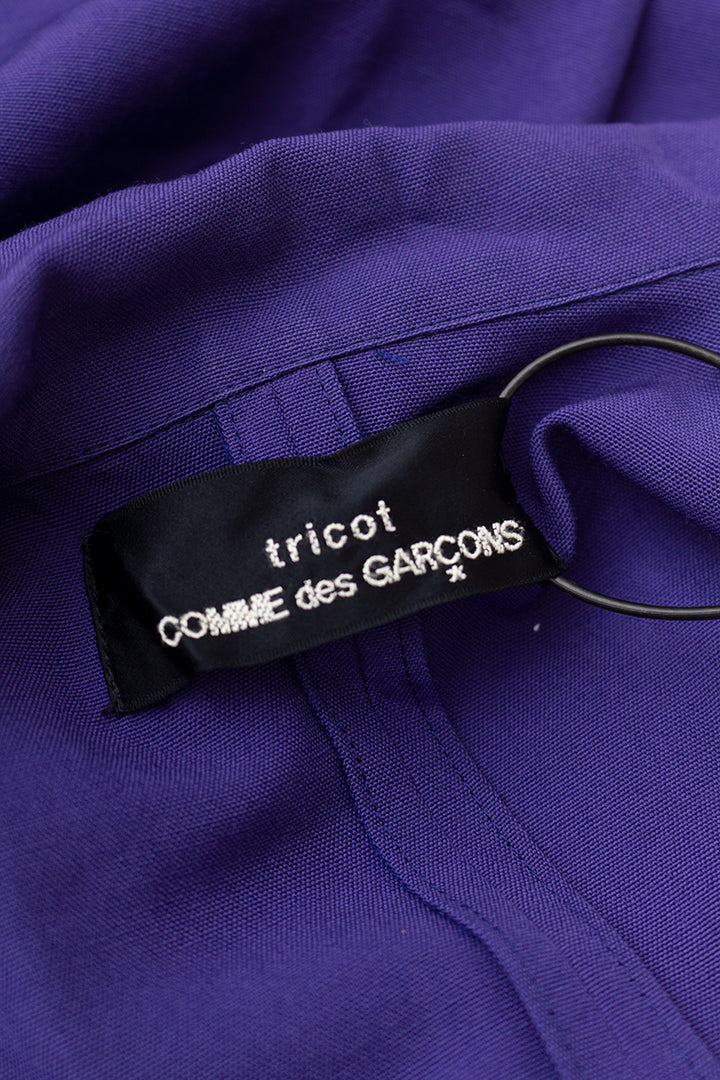 Comme des Garçons Tricot blauw paars wollen jasje/tuniek met parelmoer knopen