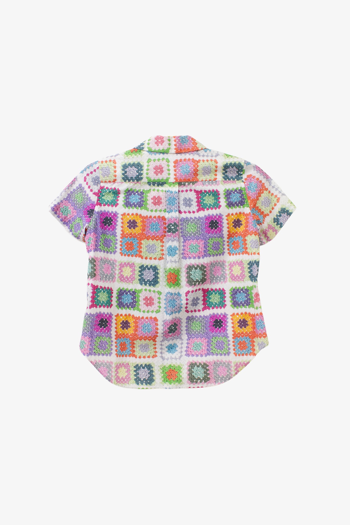 Comme des Garçons Tricot AD2017 blouse met patchwork print