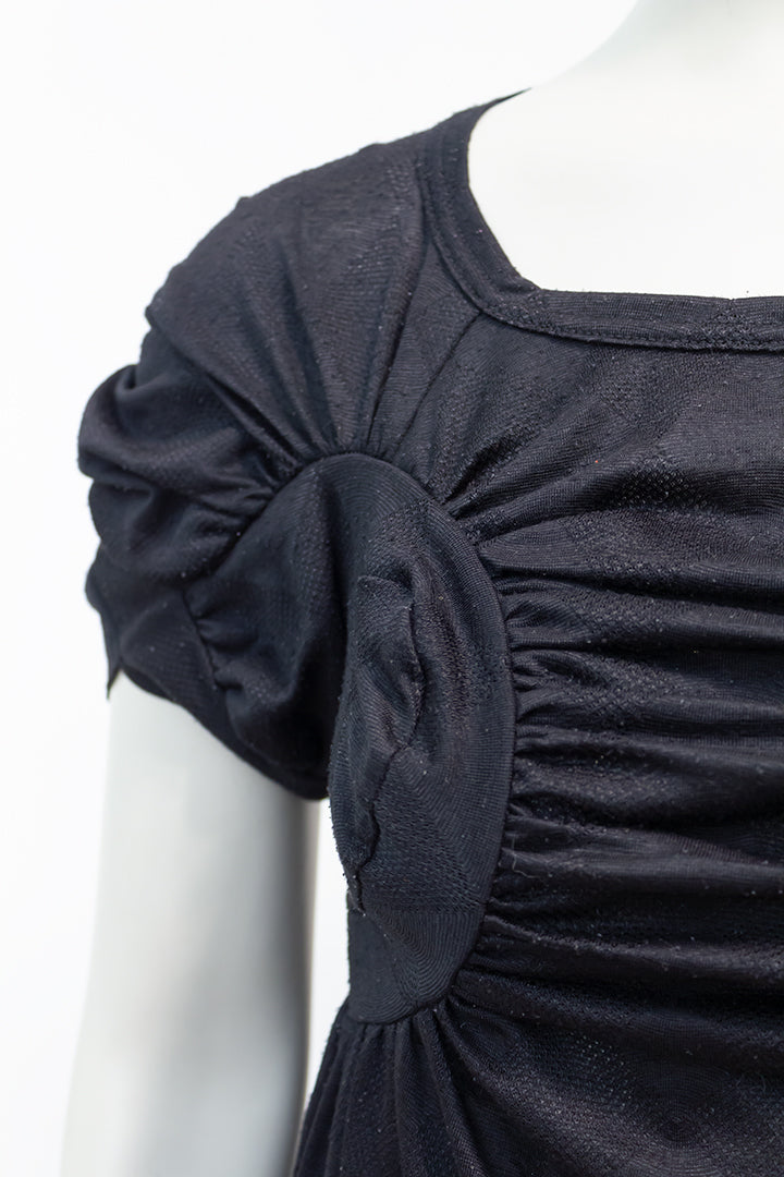 Comme des Garçons Watanabe zwart t-shirt met decoratieve rimpelingen 2008