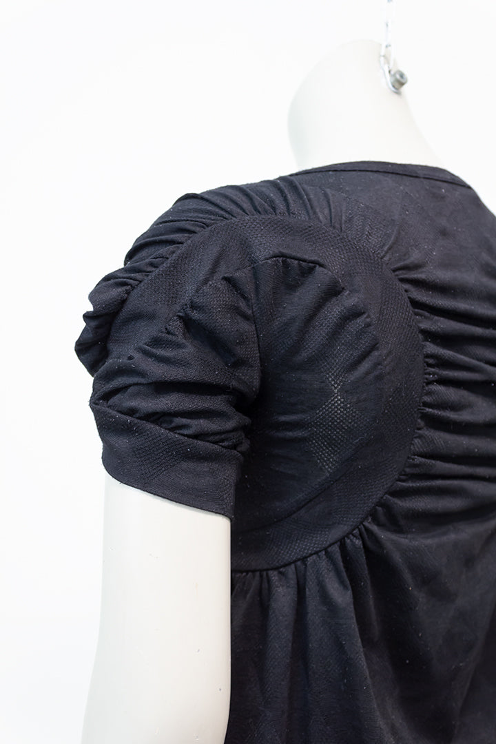 Comme des Garçons Watanabe zwart t-shirt met decoratieve rimpelingen 2008