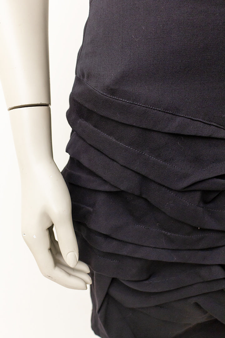 Comme des Garçons zwarte wollen rok met elegante draperieën