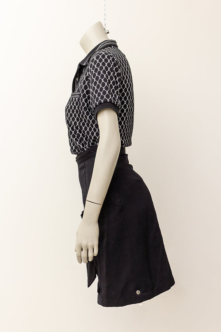Comme des Garçons zwarte wollen rok met elegante draperieën