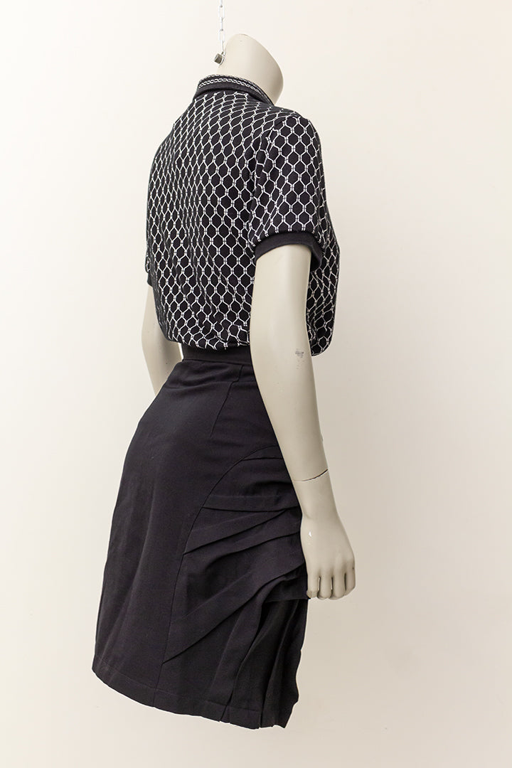 Comme des Garçons zwarte wollen rok met elegante draperieën