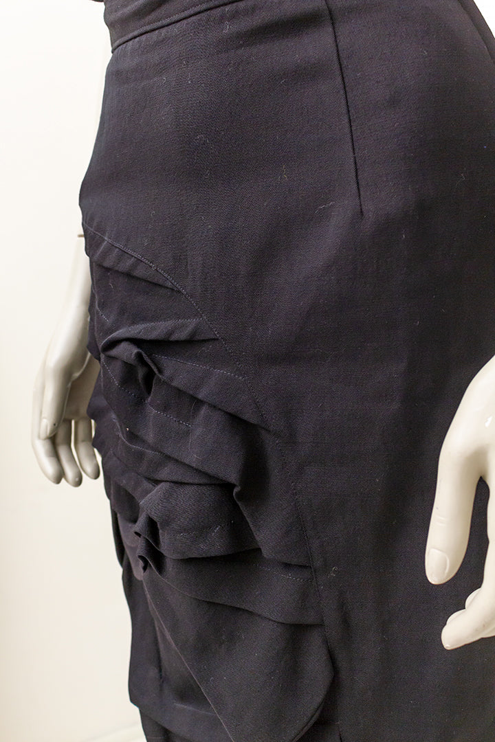 Comme des Garçons zwarte wollen rok met elegante draperieën