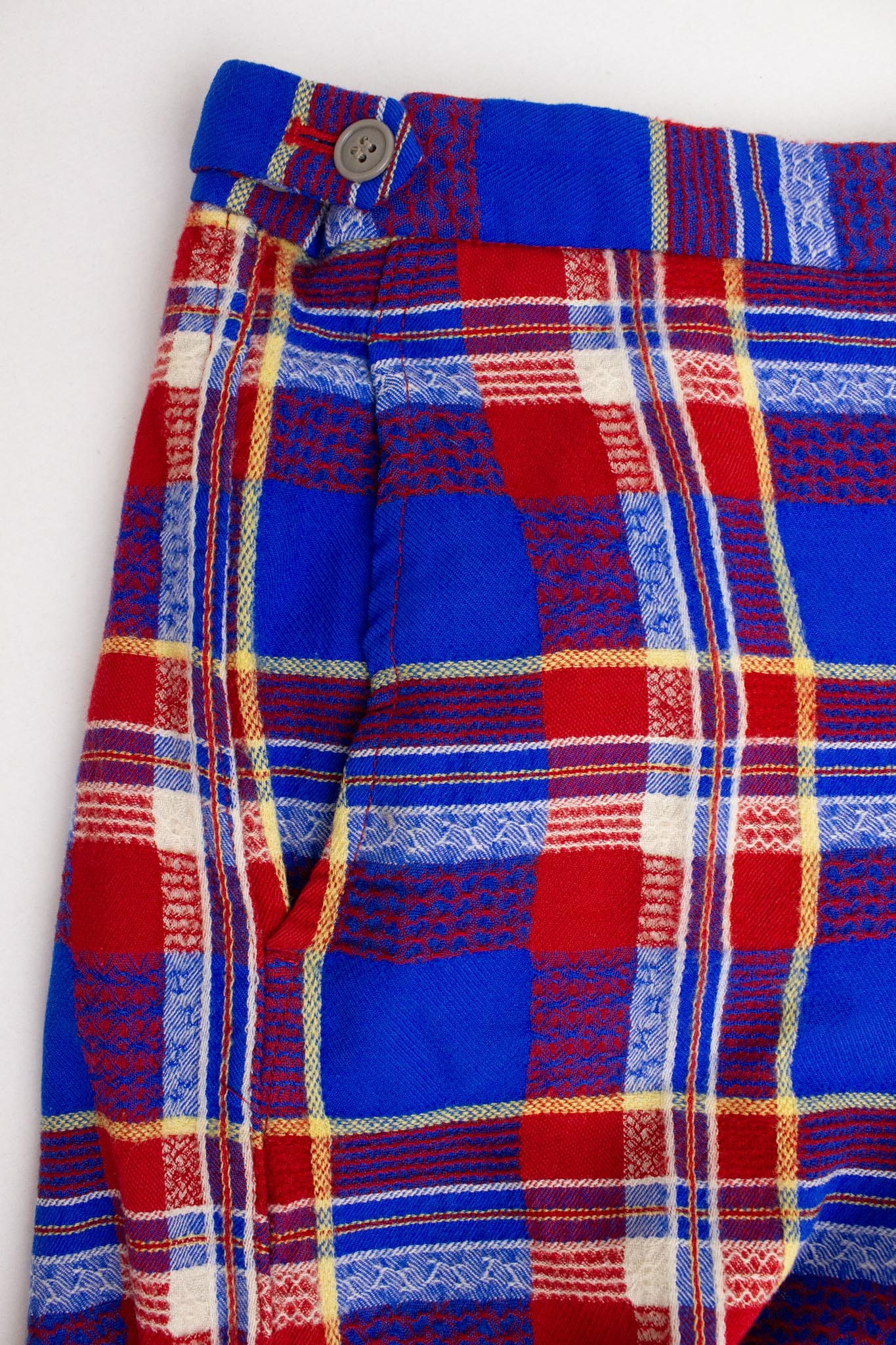 Comme des Garçons Homme Plus AD2000 geblokte broek wol met 3D structuren