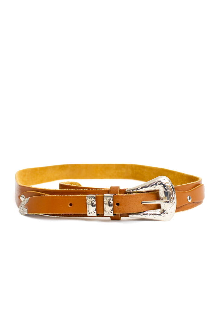 Cowboy riem bruin bewerkt leer