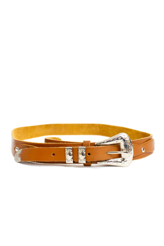 Cowboy riem bruin bewerkt leer