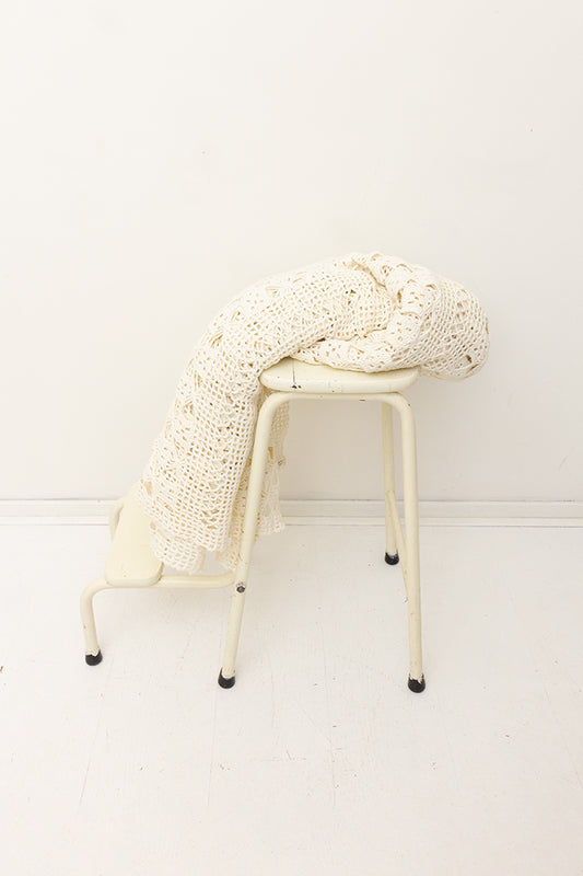 Crèmekleurige vintage gehaakte sprei van katoen