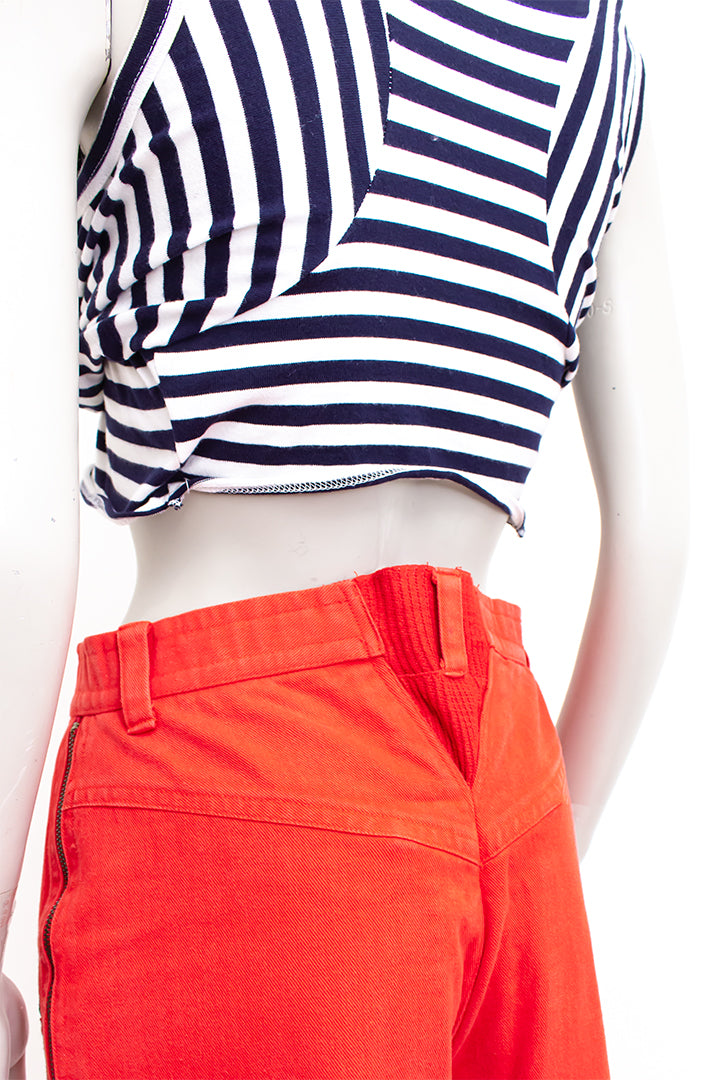 Croptop Comme des Garçons twisted blauw wit gestreept