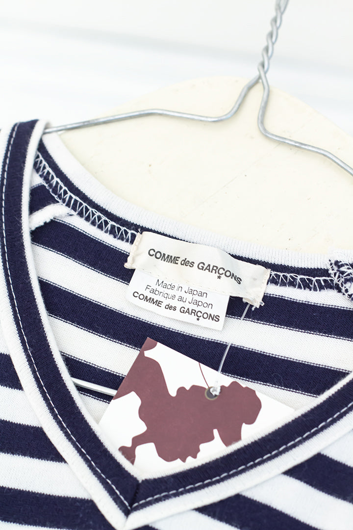 Croptop Comme des Garçons twisted blauw wit gestreept