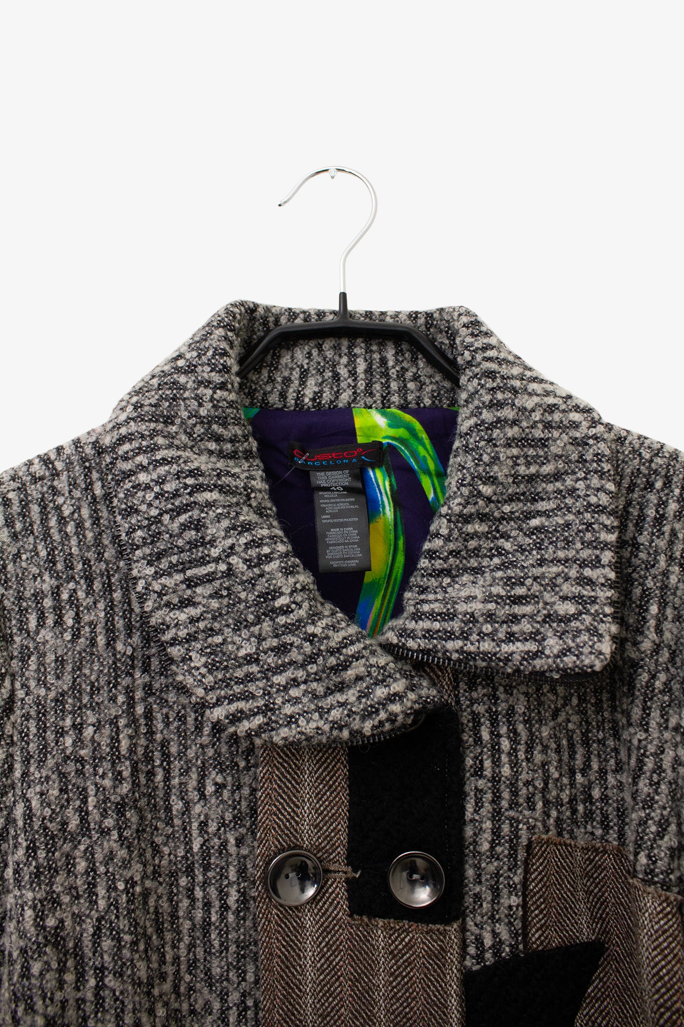 Grijs wollen patchwork Custo Barcelona jasje 