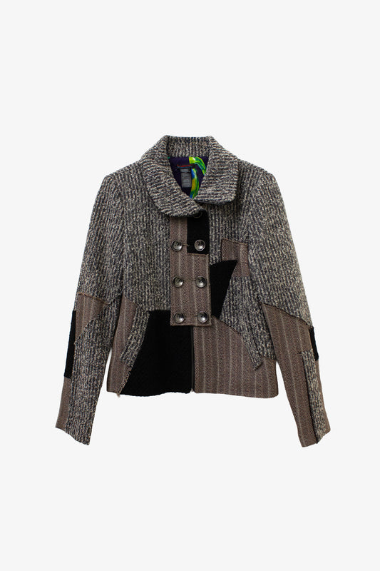 Grijs wollen patchwork Custo Barcelona jasje 