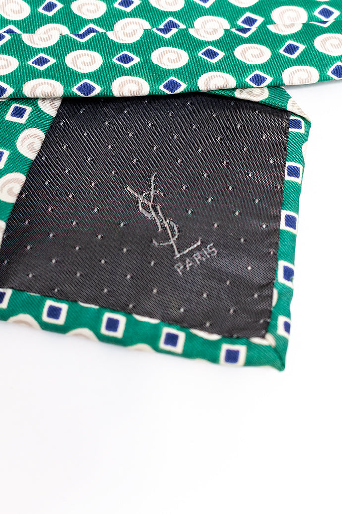 Vintage stropdas groen zijde Yves Saint Laurent