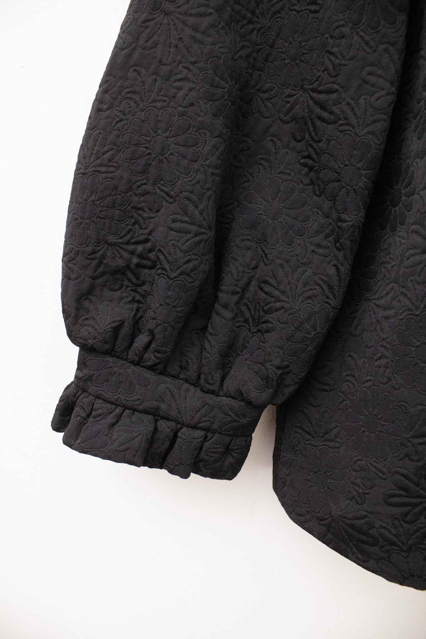 Zwarte jacquard Simone Rocha top met kralen en knopen op rug