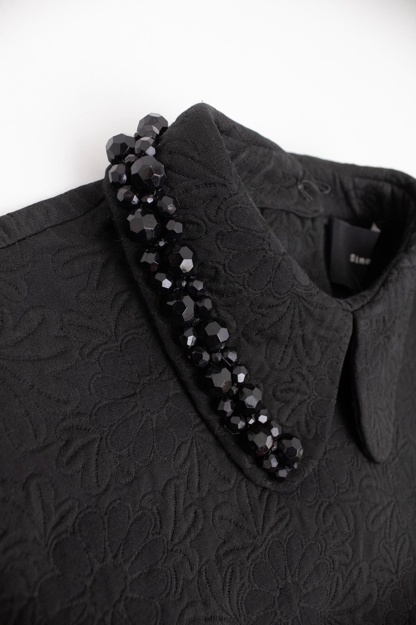 Zwarte jacquard Simone Rocha top met kralen en knopen op rug