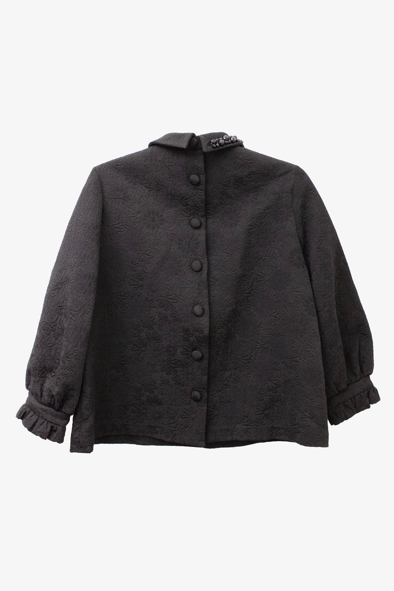 Zwarte jacquard Simone Rocha top met kralen en knopen op rug