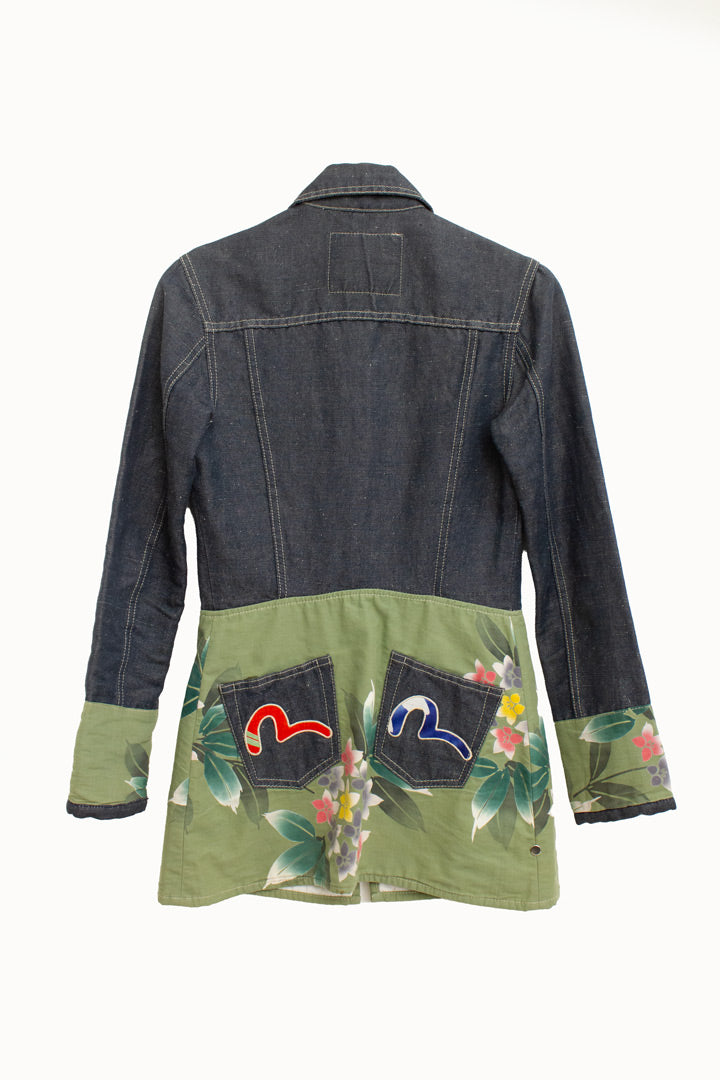 Denim Evisu Japan jasje met gebloemde stof