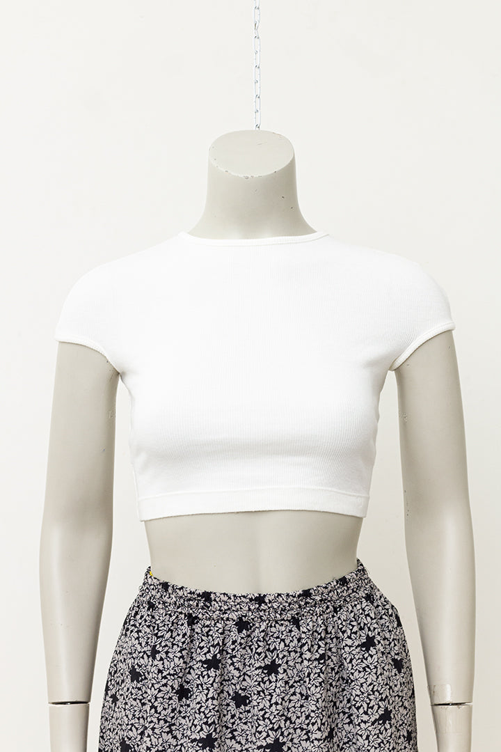 Dirk Bikkembergs witte croptop met rijgkoord jaren 90