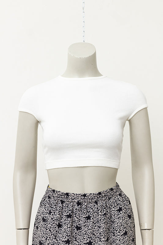 Dirk Bikkembergs witte croptop met rijgkoord jaren 90