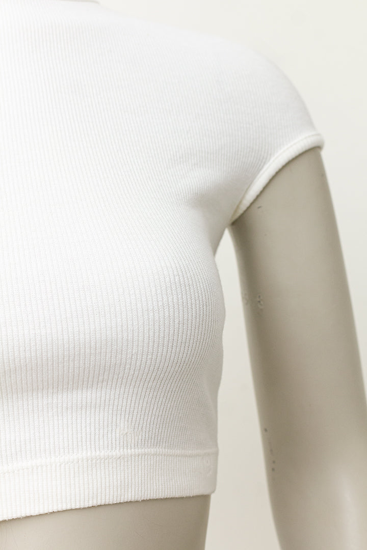 Dirk Bikkembergs witte croptop met rijgkoord jaren 90