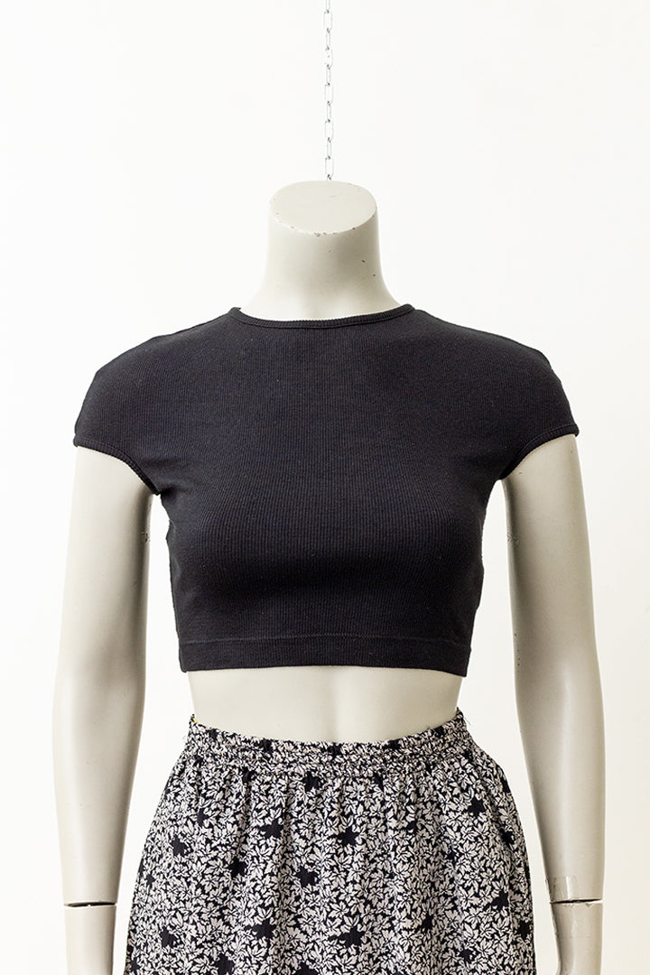 Dirk Bikkembergs zwarte croptop met rijgkoord jaren 90