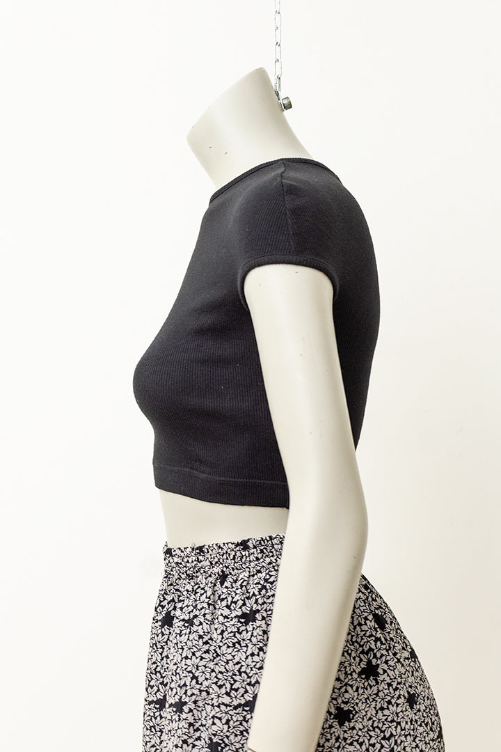 Dirk Bikkembergs zwarte croptop met rijgkoord jaren 90